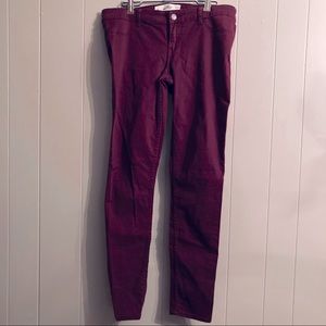 HOLLISTER burgundy soft cotton stretch jeggings